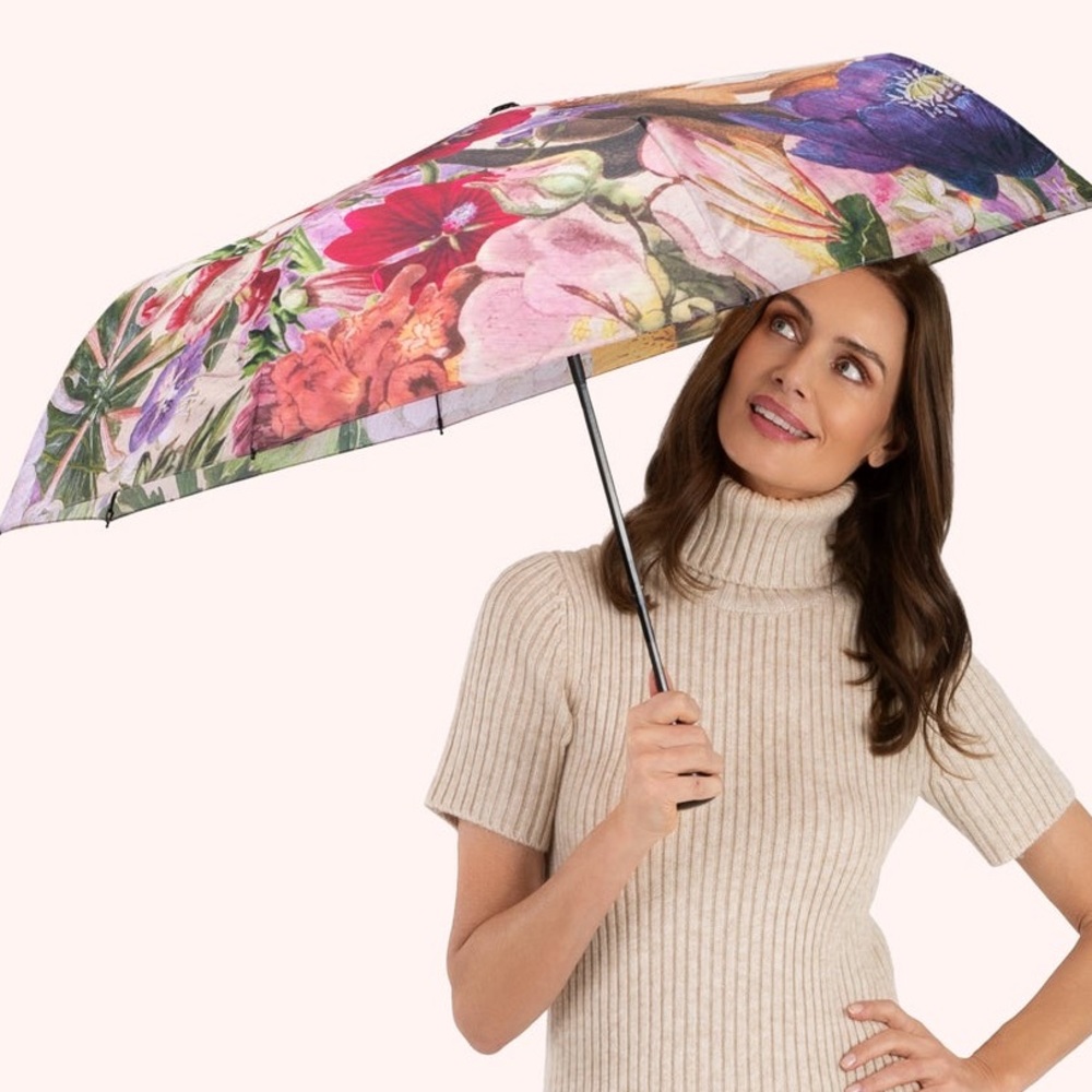 Powder UK Cream Posy umbrella with wristlet & cover - NWT